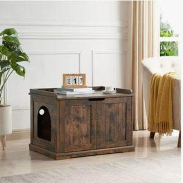 Unipaws Furniture Enclosure Decorative Storage Bench Cat Litter Box