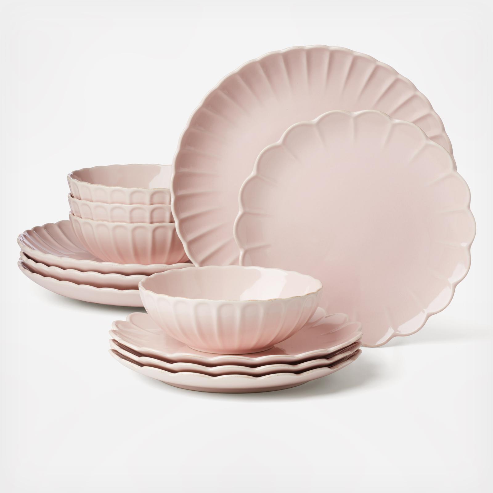 Lenox, French Perle Scallop 12-Piece Dinnerware Set, Service for 4
