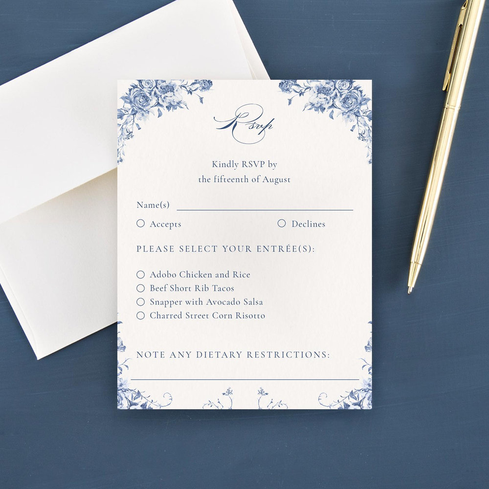 Hattaway Portrait | Dark Cobalt | Zola Wedding Invitations