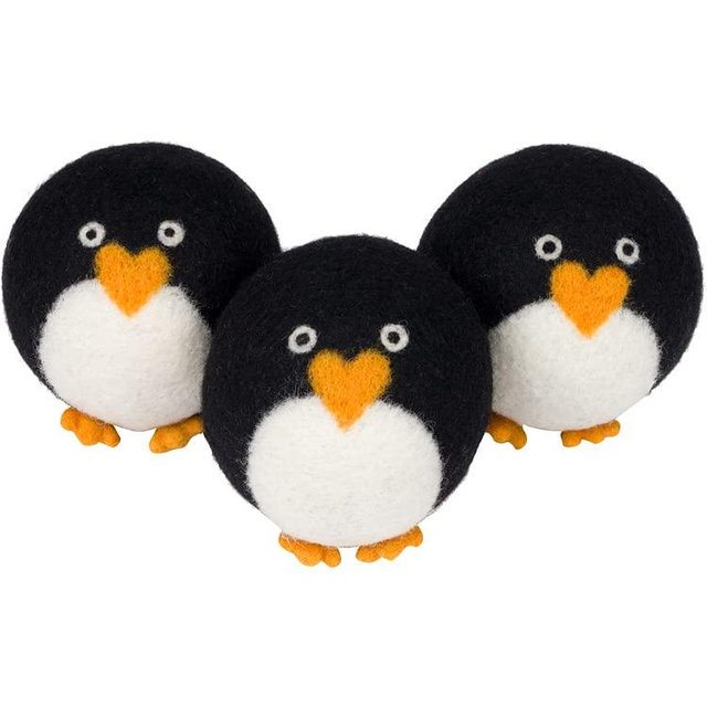Smart Sheep 3-Pack - XL Premium Natural Wool Dryer Balls - Award-Winning - Replaces Dryer Sheets - Laundry Balls (Black Marching Penguins)