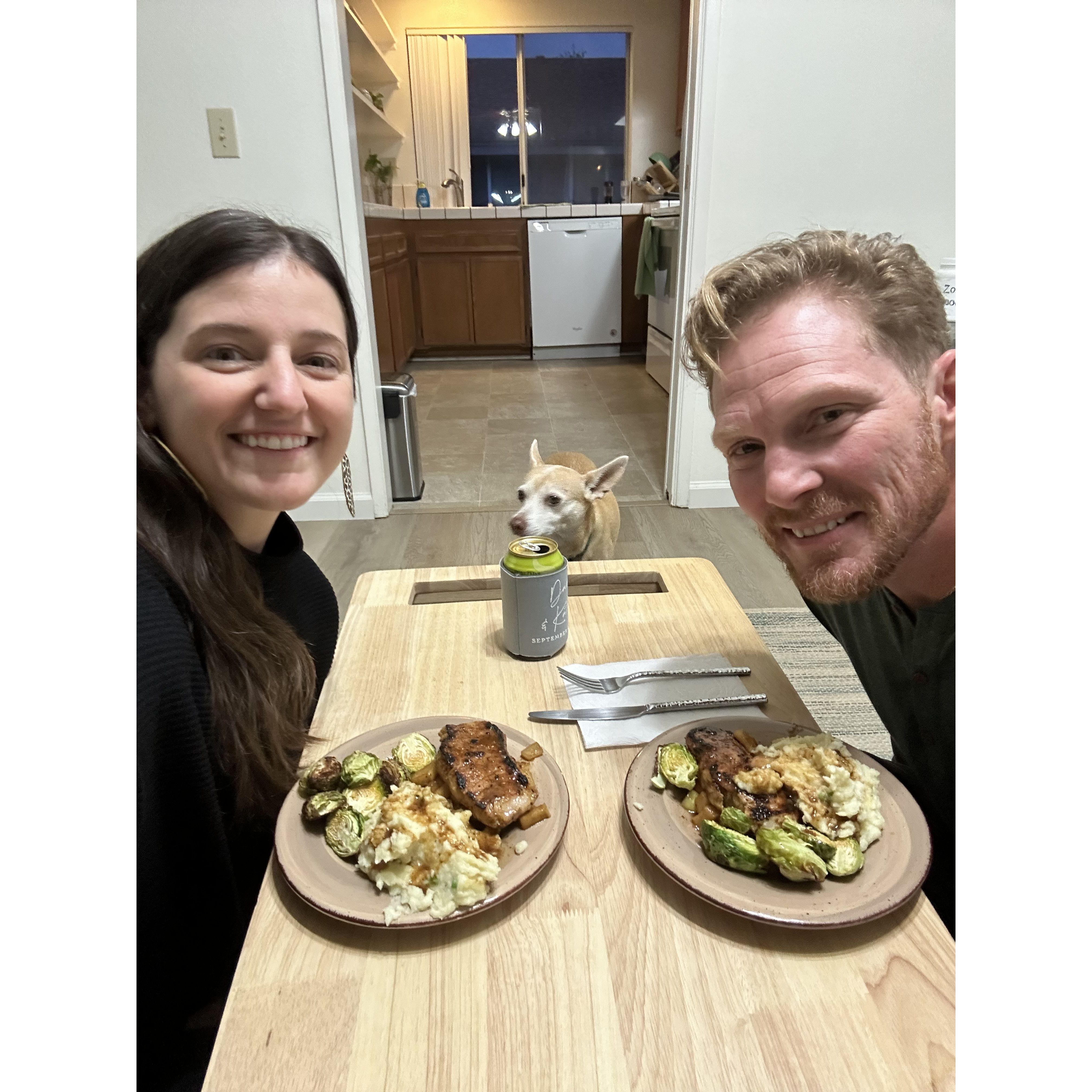 Lynsi and Will's first dinner in their new townhome in Spring of 2024.