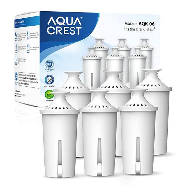 AQUA CREST NSF, TÜV SÜD Certified Pitcher Water Filter, Replacement for Brita Filters, Pitchers, Dispensers, Compatible with Brita Classic OB03, Mavea 107007, 35557, and More (Pack of 6)