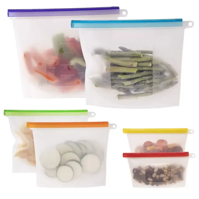 WeeSprout 100% Silicone Reusable Food Storage Bags - Set of 6