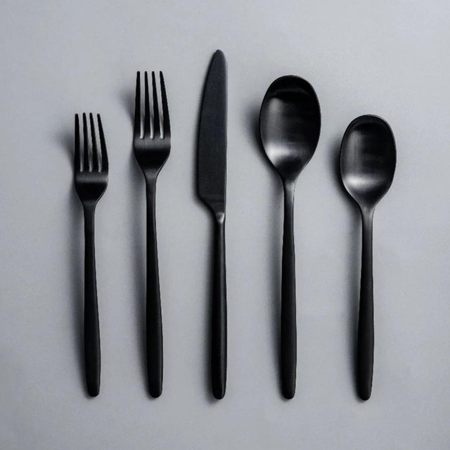 Ava Flatware 12 Person Set in Matte Black