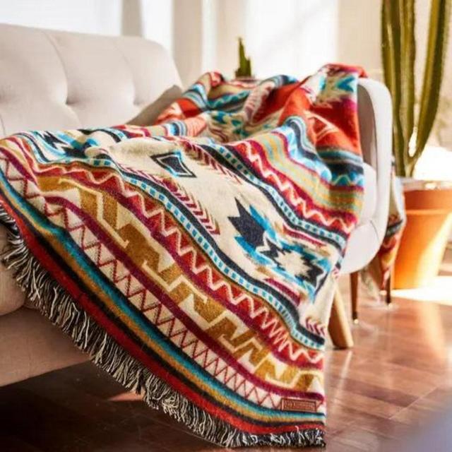 Southwestern Decor Throw Blanket | Reversible Native Design Throw Blanket | Aztec Style - Antisana Earth Pattern