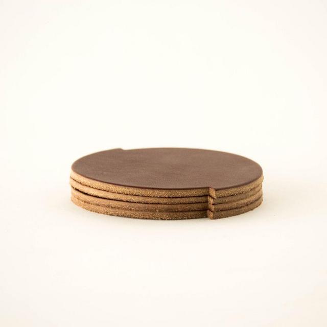Split Circle Leather Coasters, Set of 4, Russet