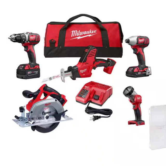 M18 18V Lithium-Ion Cordless Combo Kit (5-Tool) with (1) 3.0Ah and (1) 1.5Ah Battery, (1) Charger & Bit Set (25-Piece)