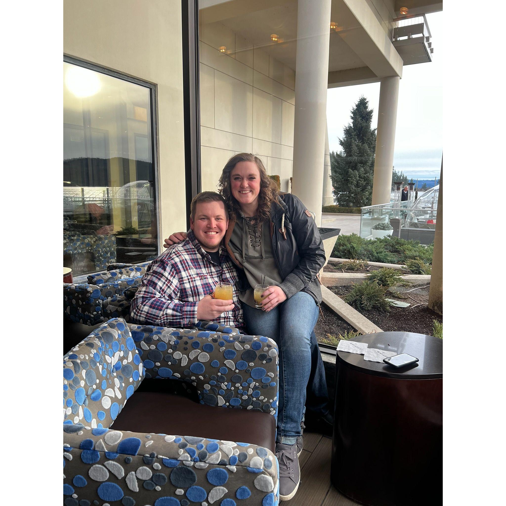 February 14, 2024 - Our second Valentine's Day! <3 Jack took me to Whispers for drinks and then to Beverly's for appetizers, then back to his house where he made me a fancy, candle-lit steak dinner. <3