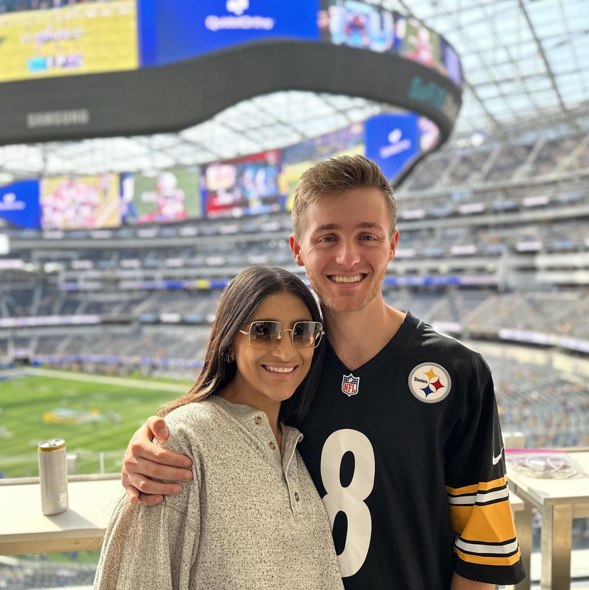 Steelers vs. Rams game. Steelers won (shocking).