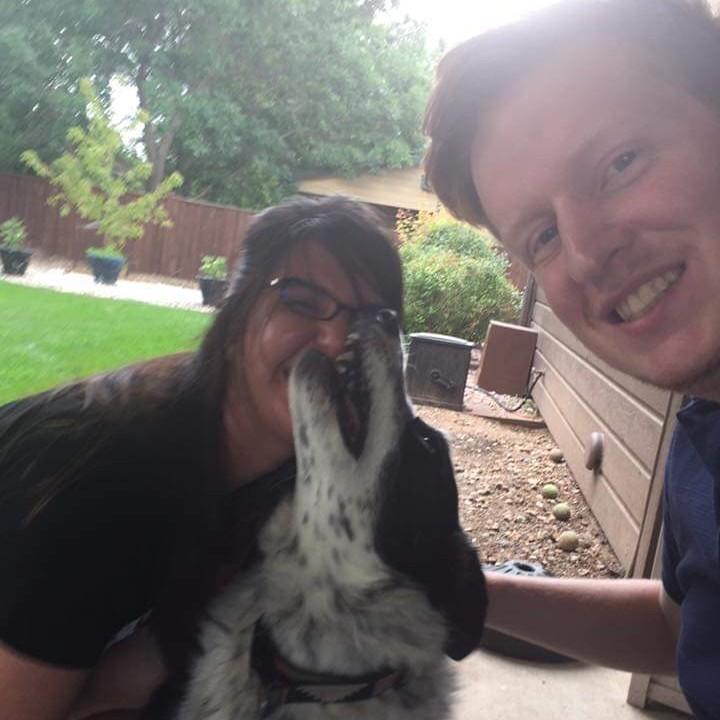 Of course, we had to include a picture with our Luna. Luna was having fun that day. (Fort Collins, C0 2016)