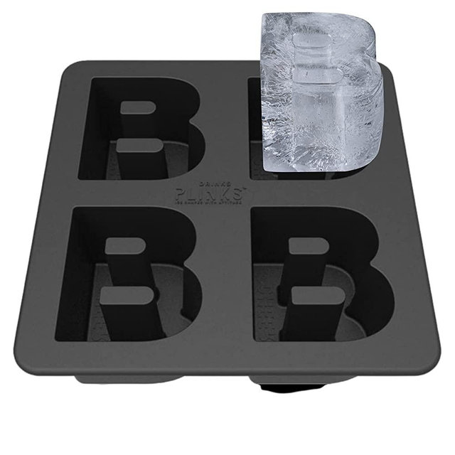 DRINKSPLINKS B Ice Maker Mold - Silicone Bourbon Ice Cube Tray with Letter B Shaped Ice Cubes - Large Initial B for Cocktail Glasses - Monogram B Reusable Tray for Freezing, Baking and Crafting