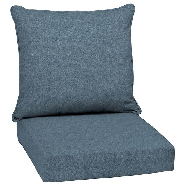 Arden Selections Performance Outdoor Deep Seat Set, 24 x 24, Water Repellent, Fade Resistant, Deep Seat Bottom and Back Cushion 24 x 24, Denim Alair