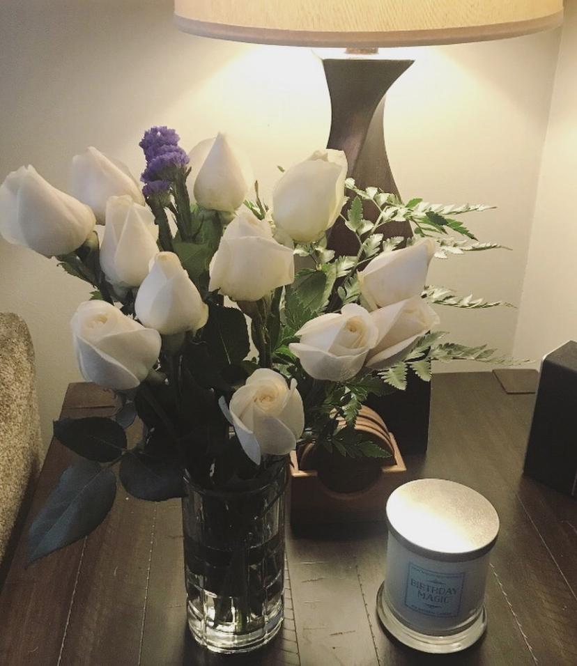 My favorite roses and our birthday candle
