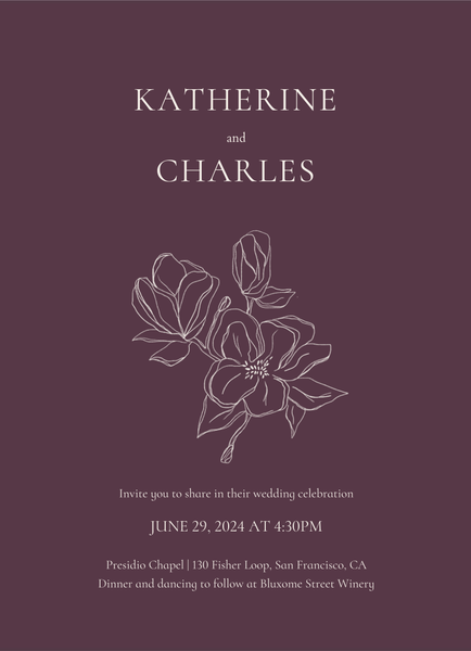 Ahlers Portrait | Dark Plum | Zola Wedding Invitations