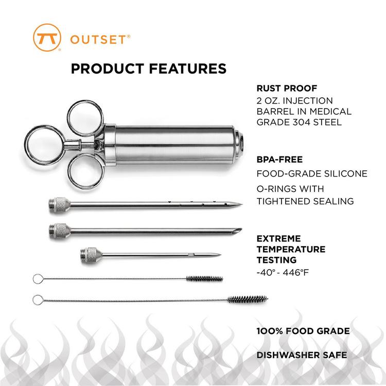 Outset Marinade Meat Injector With Removable Stainless-Steel