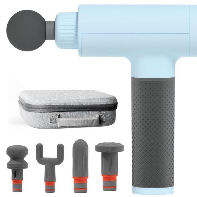 Sharper Image® Powerboost® [Amazon Exclusive] Deep Tissue Massage Gun, 5 Attachments, Quiet Motor, Ergonomic Grip, 6-Speed Lightweight Percussion Massager, Full Body Muscle Recovery & Pain Relief