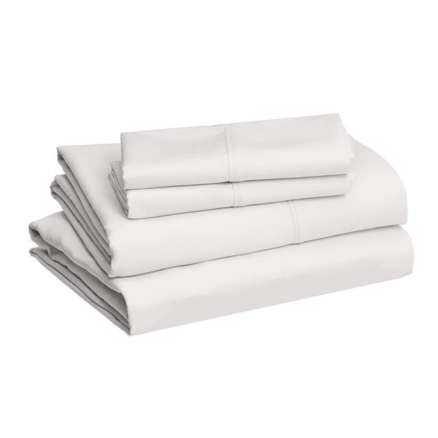 Amazon Basics Lightweight Super Soft Easy Care Microfiber Bed Sheet Set with 14" Deep Pockets - Queen, Cream