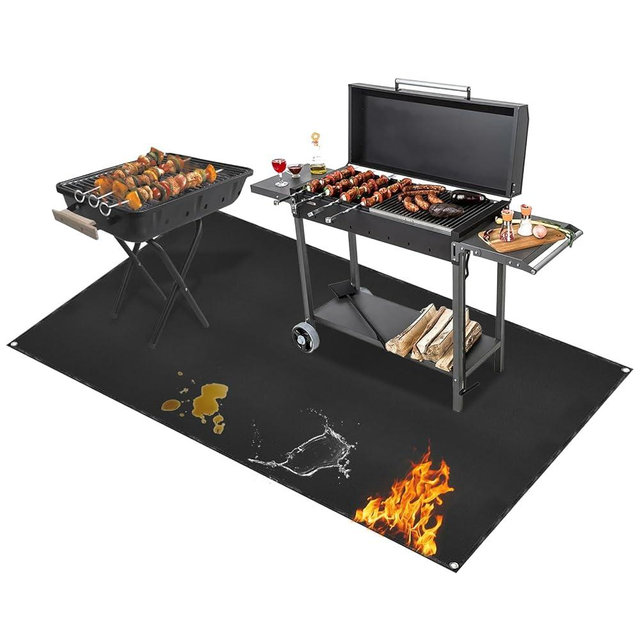 Under Grill Mat for Outdoor Grilling, 80 x 48 inches Double-Sided Fireproof, Waterproof BBQ Protector for Deck and Patio Under Grill Mat for Outdoor BBQ