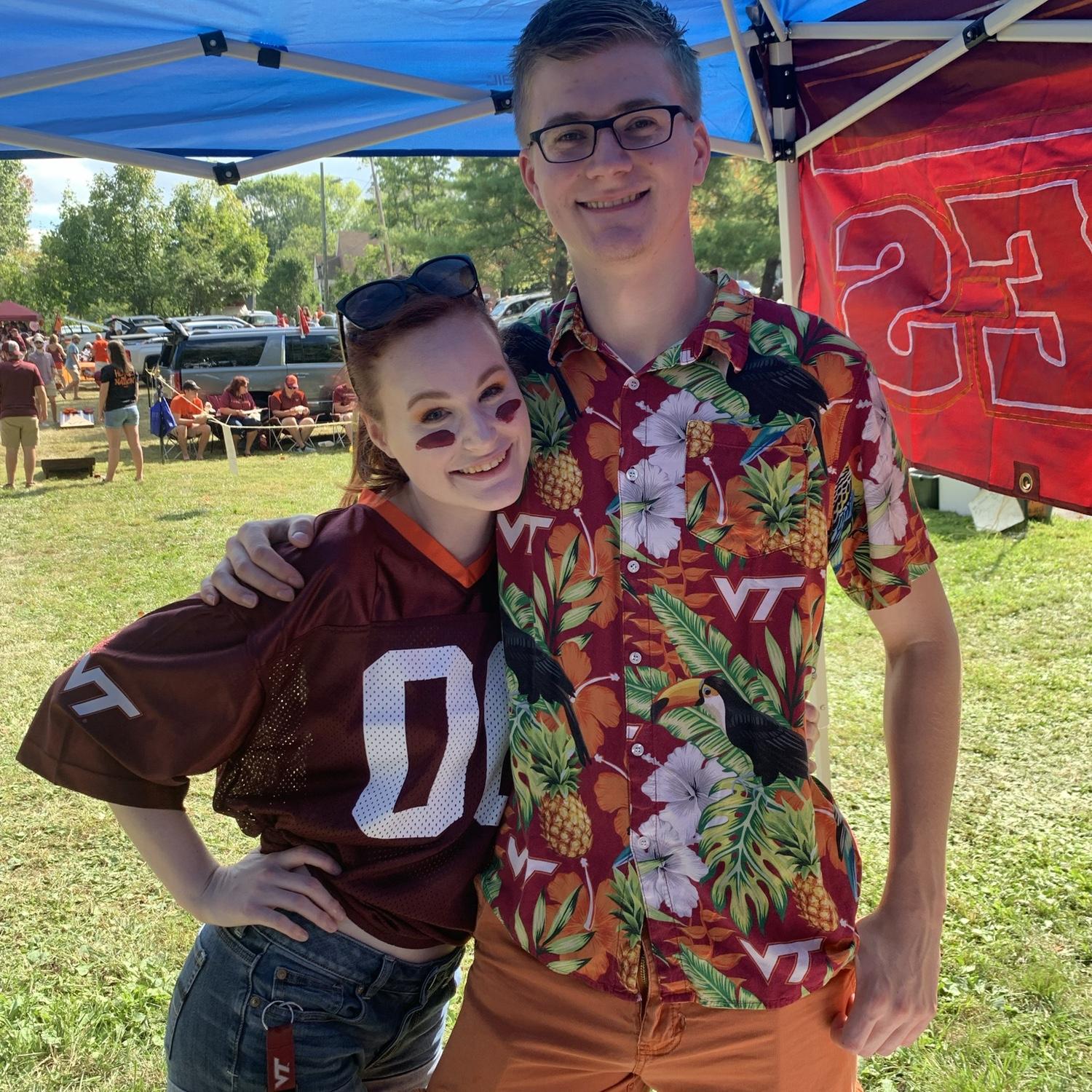 Tailgating with Ashley's family before a VT football game!