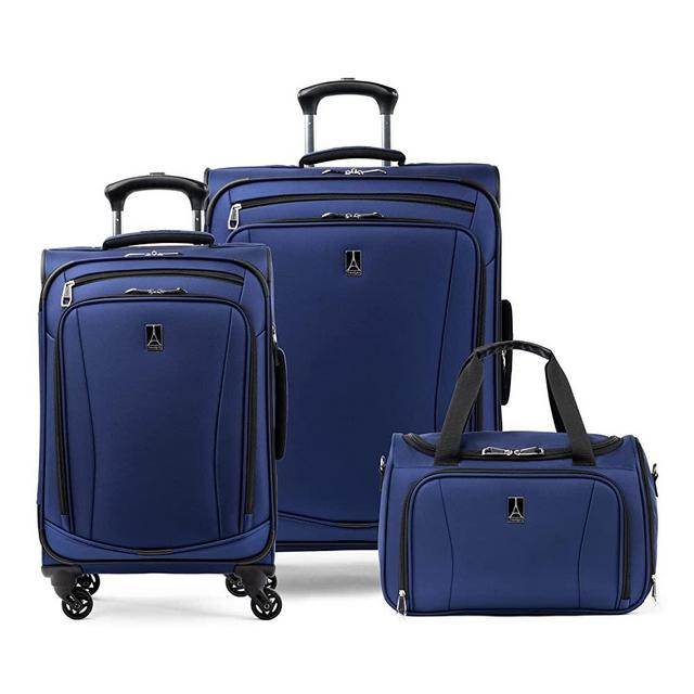 Travelpro Runway 3 piece Luggage Set, Carry on UnderSeat Luggage Soft Tote, Carry-on & Convertible Medium to Large Check-in Expandable Luggage, 4 Spinner Wheels, Softside Suitcase, Blue