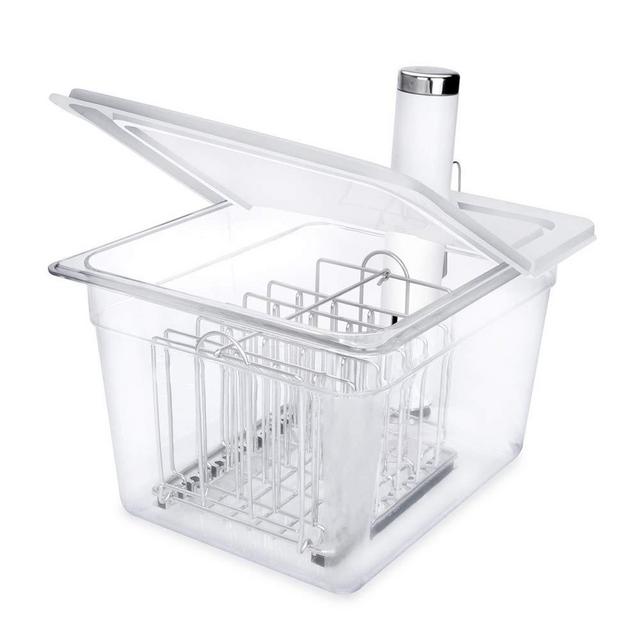 EVERIE Sous Vide Container with Collapsible Hinge Lid and Sous Vide Rack and Sleeve for Breville Joule (KIT-12-CS-PP)