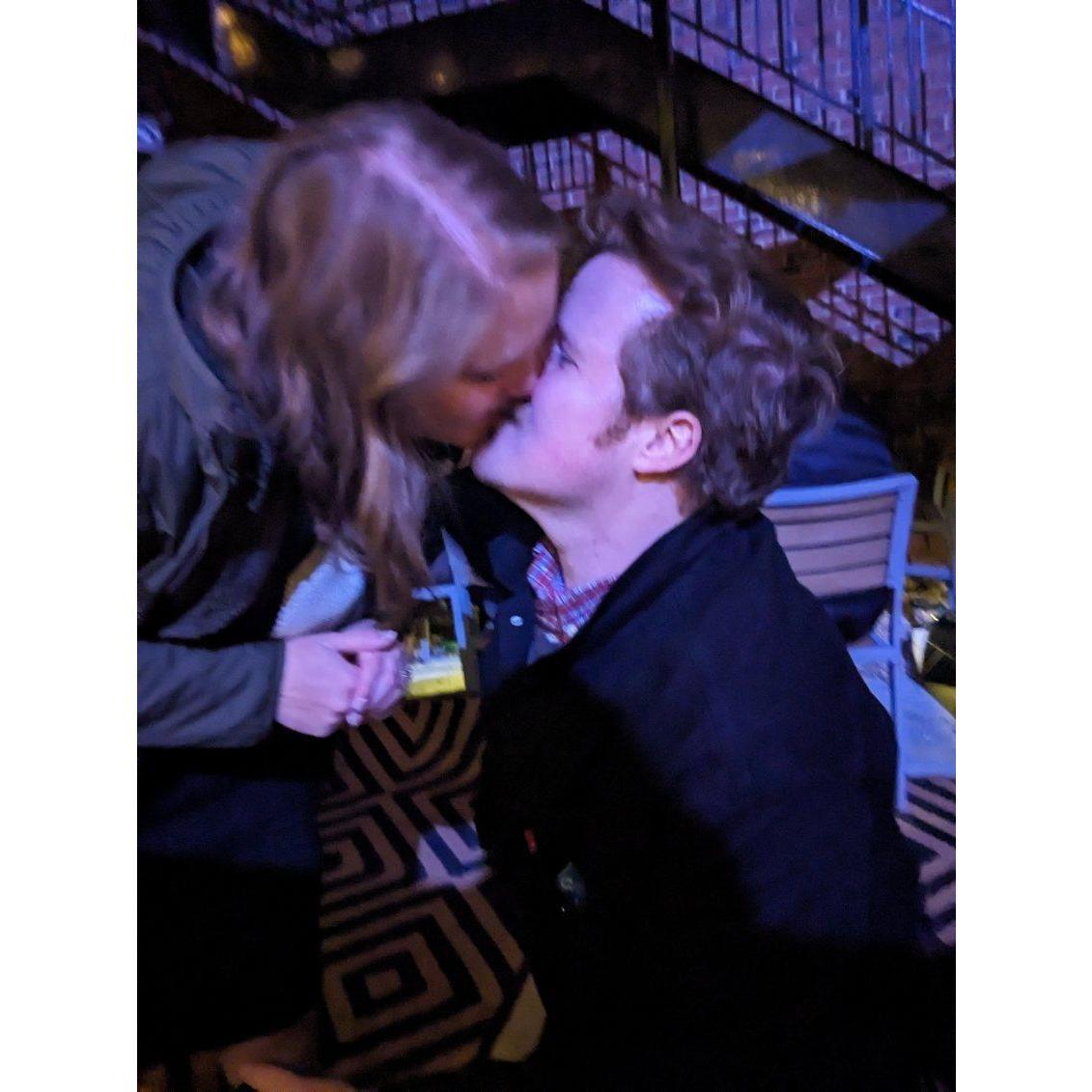 When Steve popped the question at midnight.