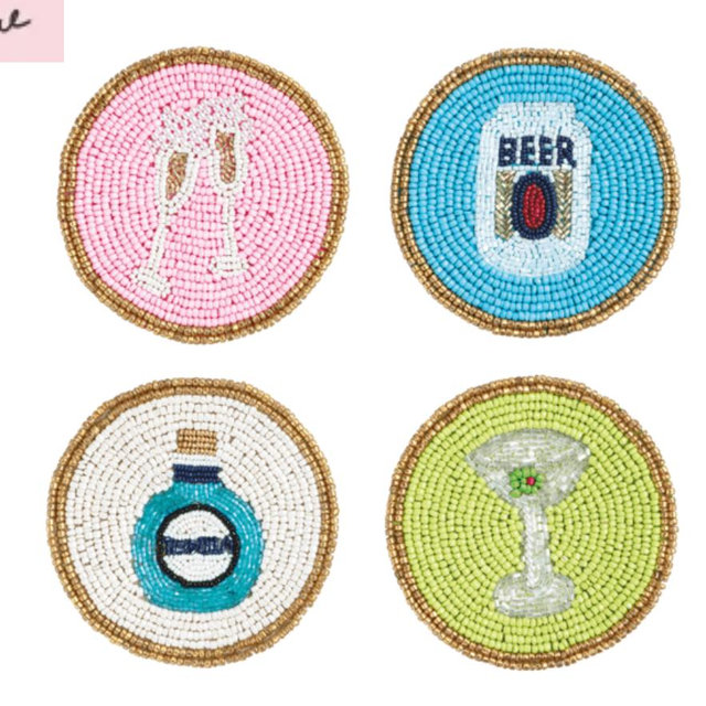 Beer Set Of Beaded Bar Coasters