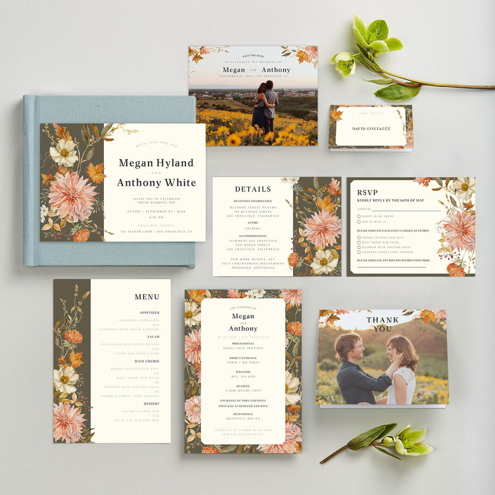 Lysete Landscape | Dark Khaki | Zola Wedding Invitations