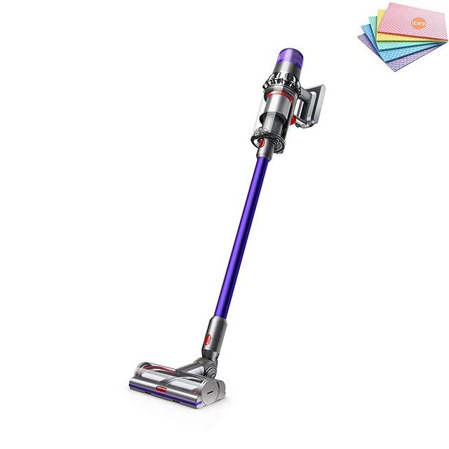 (RENEWED!) Dyson V11 Animal Cordless Stick Vacuum Cleaner: 14 Cyclones, Fade-Free Power, Whole Machine Filtration, Hygienic Bin Emptying, Battery Operated, Wall Mounted, Purple + Sponge Cloth
