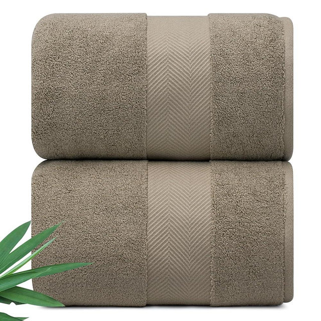 Alusa Home Ultra Soft & Plush Viscose from Bamboo Bath Sheets - 700 GSM Pack of 2 - Extra Large 70x35 in - Super Absorbent & Quick Drying (Taupe)