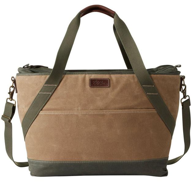 Insulated Waxed-Canvas Tote, Large