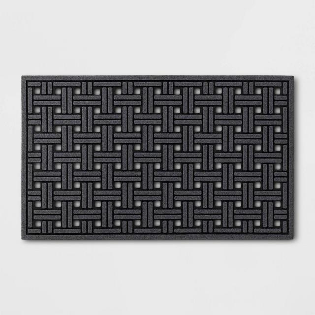1'6"x2'6" Woven Rubber All Seasons Scraper Rug Black - Apache Mills