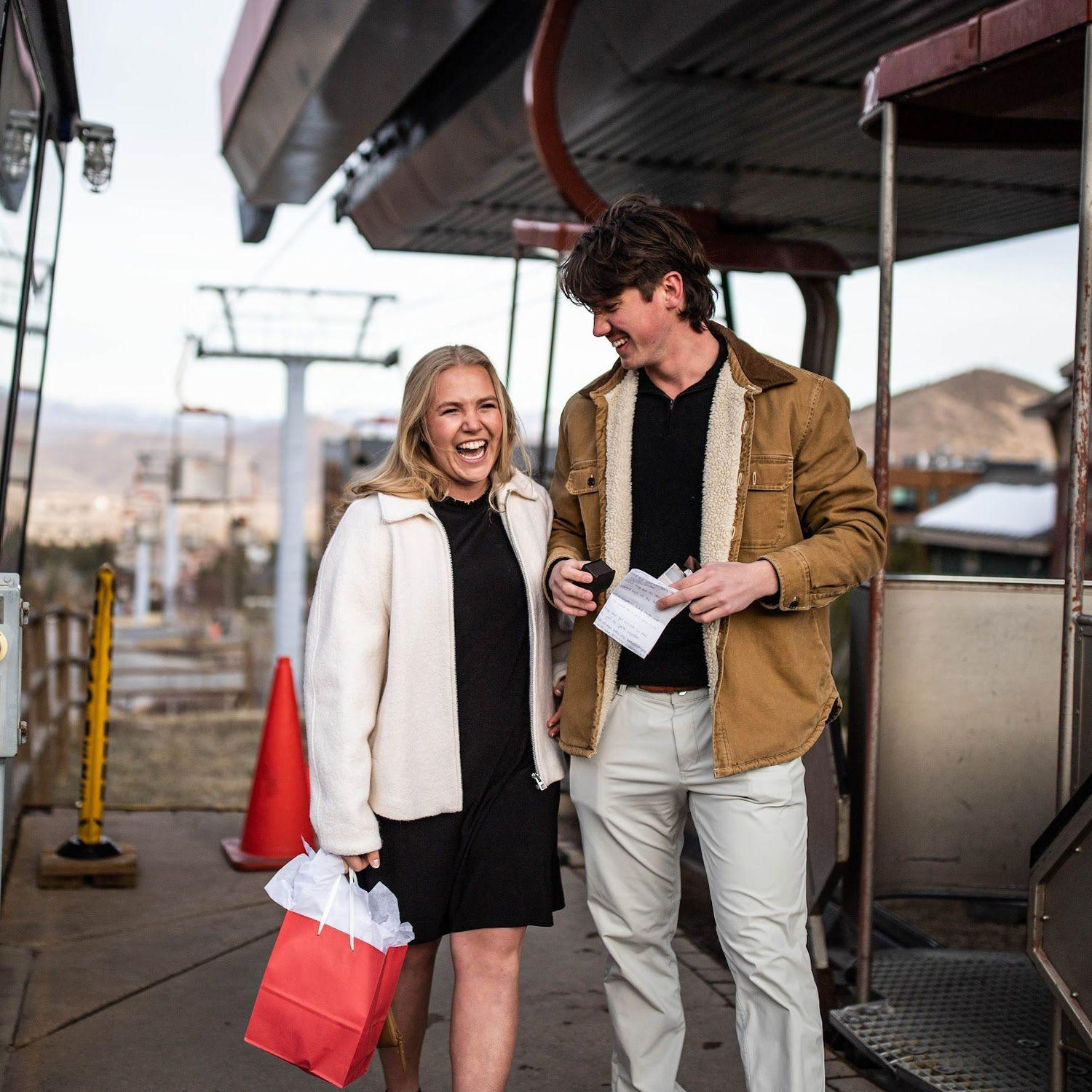 Moments after George proposed on the Cabriolet