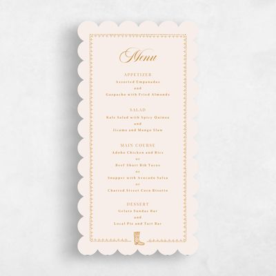 Orange Scalloped Wedding Menu - Jerome