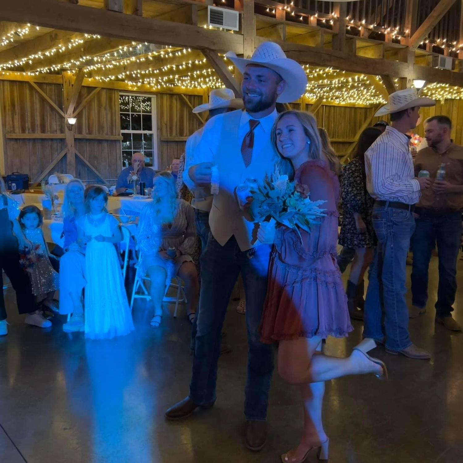 Celebrated our best friends getting married, managed to catch the bouquet, & he caught the garter. The rest is history…including his best man speech!