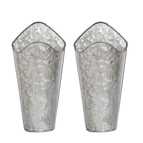 YXMYH Galvanized Metal Wall Planter, Farmhouse Style Hanging Wall Vase Planters for Succulents or Herbs,Wall Vase for Country Rustic Home Wall Decor (2 Sets)