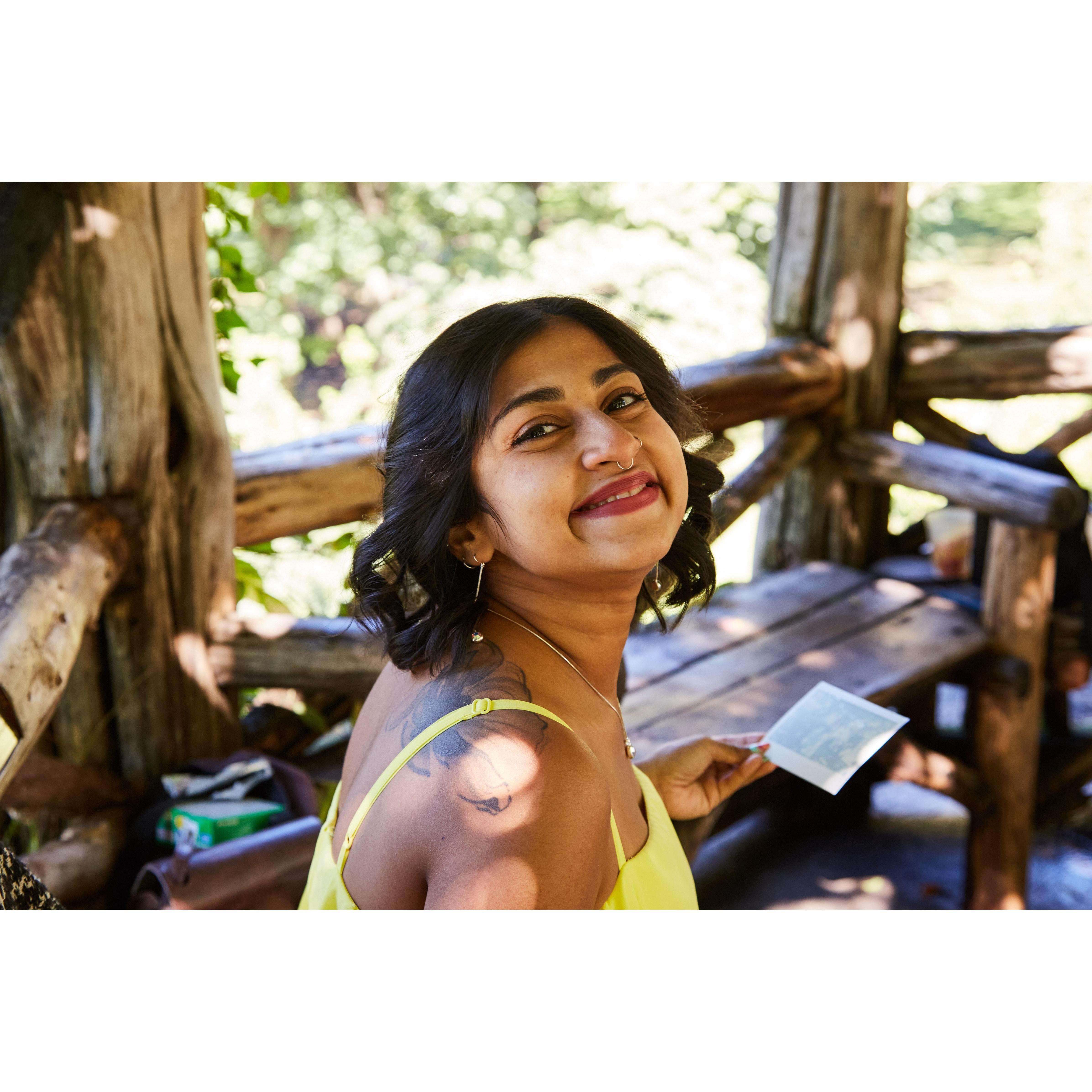 Our dear friend and polaroid photo journalist for the day Tachrina Ahmed cheesing it up for the camera.