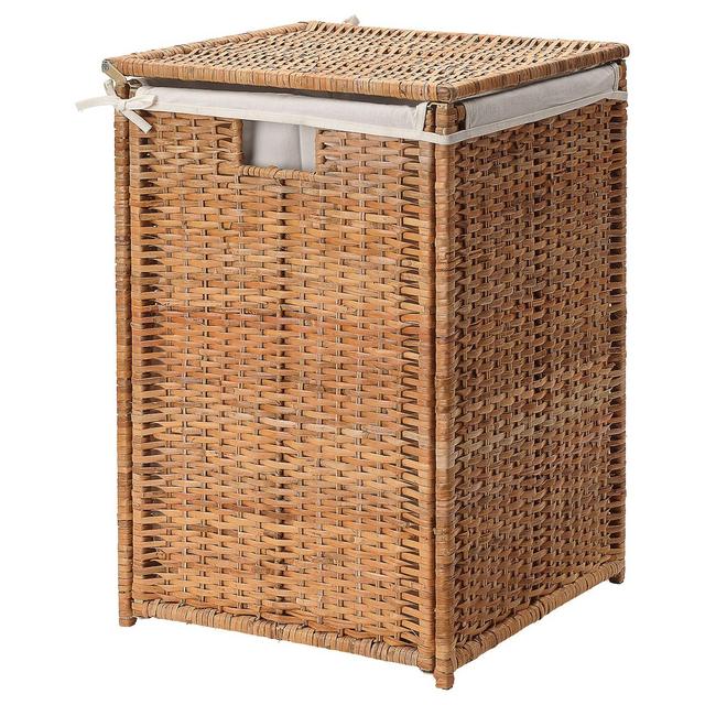 BRANÄS Laundry basket with lining, rattan, 21 gallonShow measurements specifications