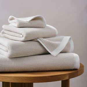 Plush Turkish Cotton Set of 4 Bath Towel Bundle - Striped Pebble