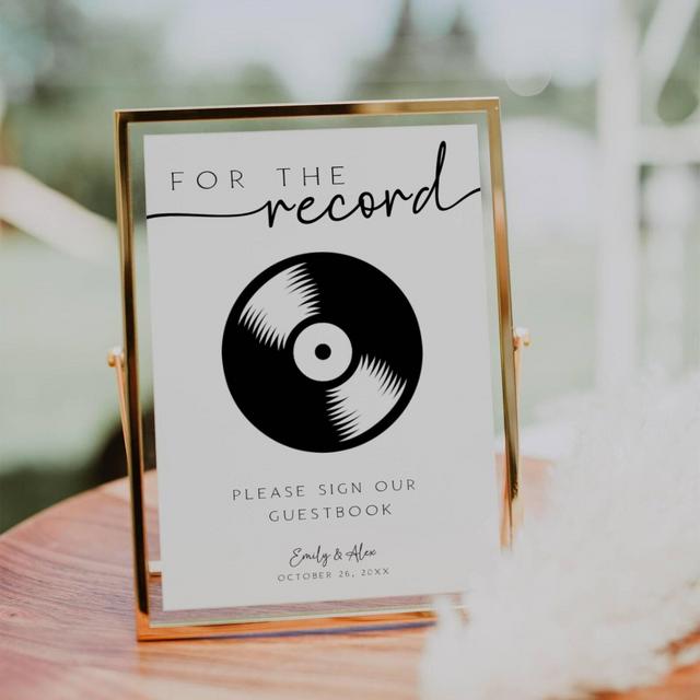 Record Wedding Guestbook Sign, Unique Guestbook, For The Record Guestbook, Please Sign Our Guest Book, Editable Template FLD069 5x7" & 8x10"
