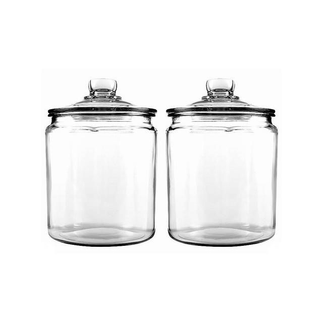 Anchor Hocking Heritage Hill, Half Gallon Glass Jar with Lid, 1/2 Gallon (2 Pack), Clear