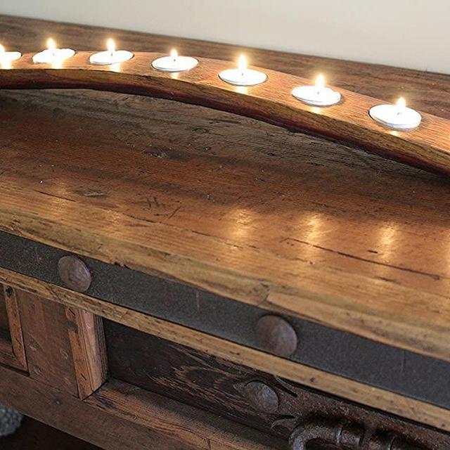 Napa Gift Store Wine Barrel 9 Candle Holder Made from Recycled Oak Wine Barrel Stave