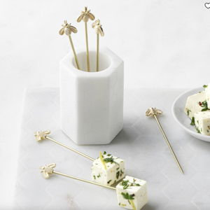 Williams Sonoma Marble & Brass Bee Cocktail Picks