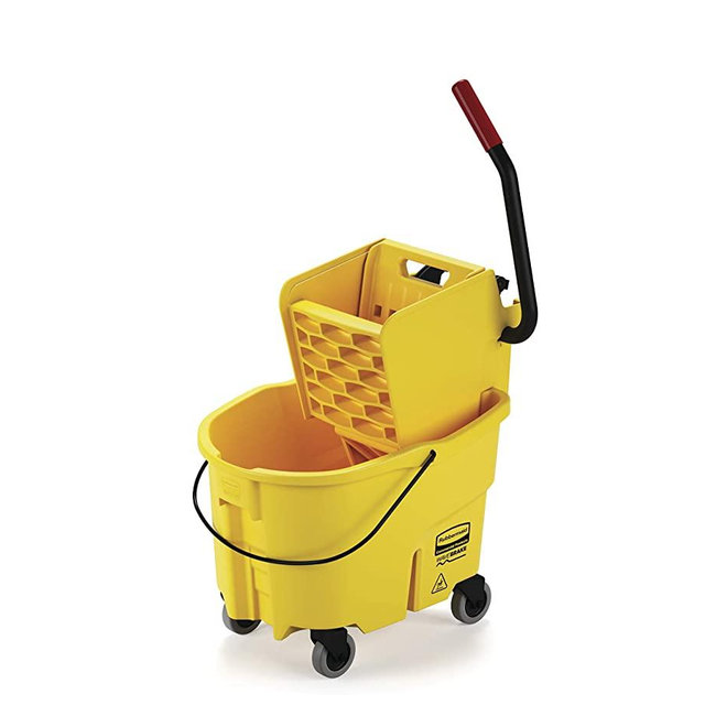 Rubbermaid Commercial WaveBrake 2.0® 26 QT Side-Press Mop Bucket and Wringer, Yellow (FG748000YEL)