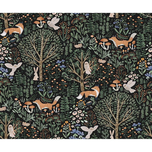 RoomMates Clara Jean Folklore Forest Wallpaper: Self-Adhesive Vinyl, Forest Animals & Trees, Multicolor, 30.75 Sq Ft Coverage