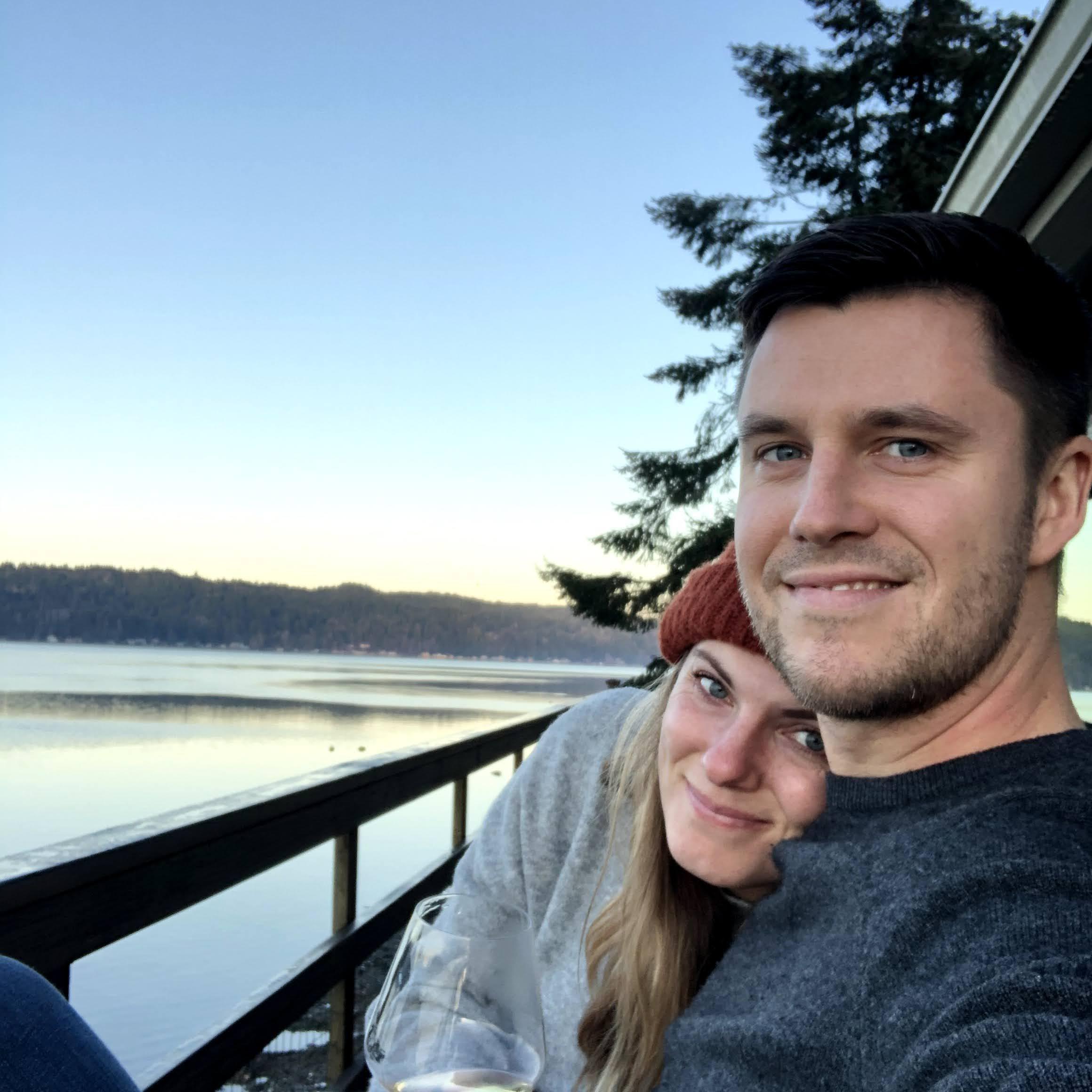 Celebrating our first date anniversary with oysters, and white wine. Hood Canal, Washington. 2020.