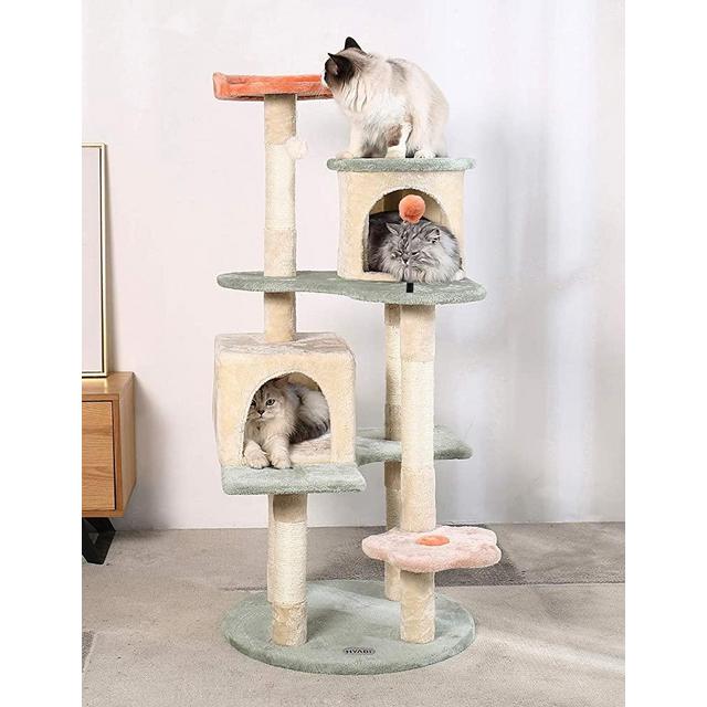 HYABI 53 inch Flower cat Tree cat Apartment Plush Habitat Kitten Amusement Platform House Furniture
