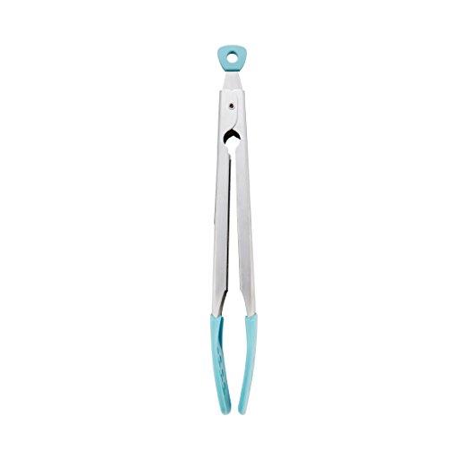 KitchenAid Silicone Tipped Stainless Steel Tongs, Aqua Sky