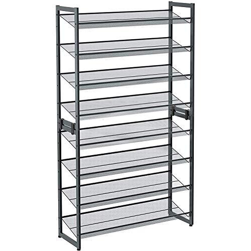 SONGMICS 8-Tier Shoe Rack, Set of 2 Stackable 4-Tier Shoe Organizers for 32 to 40 Pairs of Shoes, Adjustable Flat or Angled Shelves, Cool Gray ULMR08GB