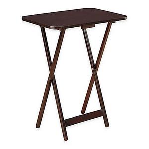 Folding Oversized Wood Tray Table in Espresso
